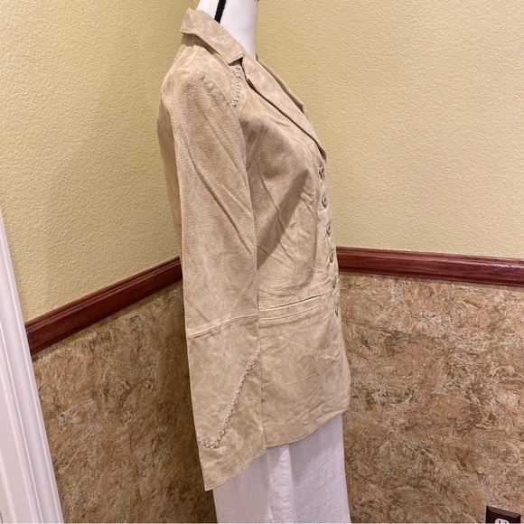 Beyond California NWT Suede Leather Jacket Blazer Womens Tan Size Large Western - Picture 4 of 15
